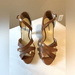 Repetto Paris Brown Leather Strappy High Heel Platform Sandal Shoe Sz 39 EUC